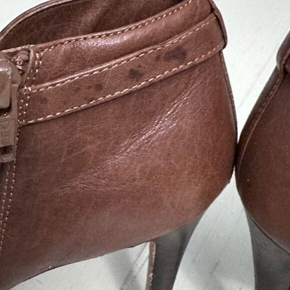 Coach Salene high heel ankle booties brown tan leather ginger 3.5 heel Size 8 - Picture 14 of 15